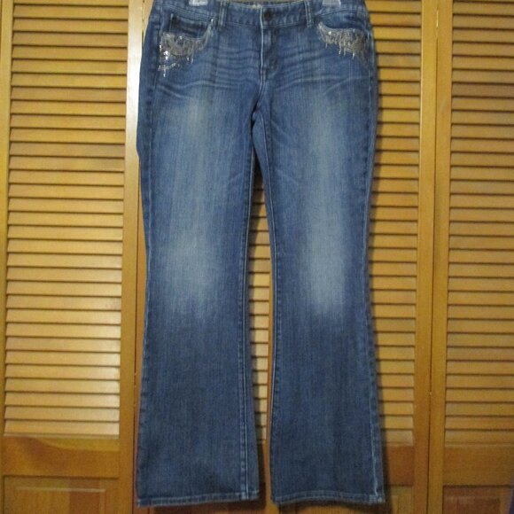 Express Jeans Stella Boot Cut blue denim jeans with stretch size 12 - Picture 1 of 11